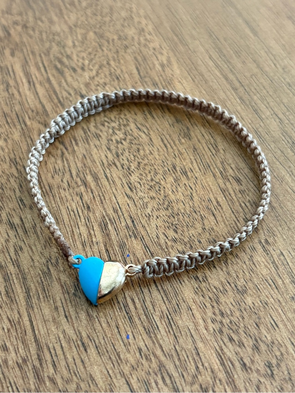 Heart Charm Bracelet with Blue and Gold Clasp
